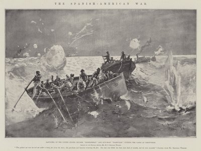 La guerre hispano-américaine, lancements du croiseur Marblehead et du canonnière Nashville des États-Unis, coupant le câble à Cienfuegos - Henry Charles Seppings Wright